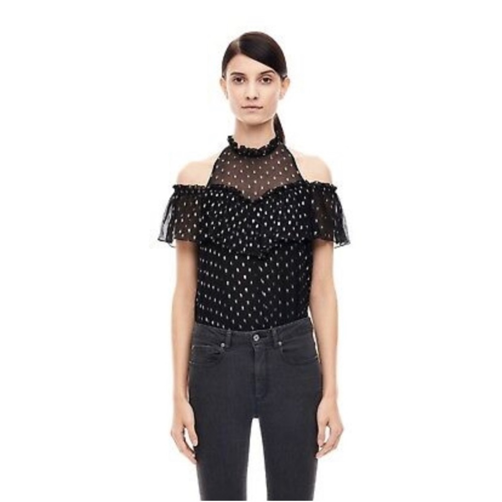 Rebecca Taylor Open Shoulder Metallic Top